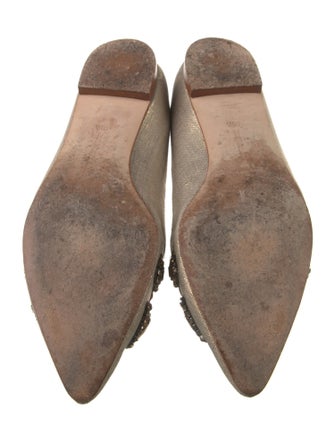 Manolo Blahnik Canvas Crystal Embellishments Flats