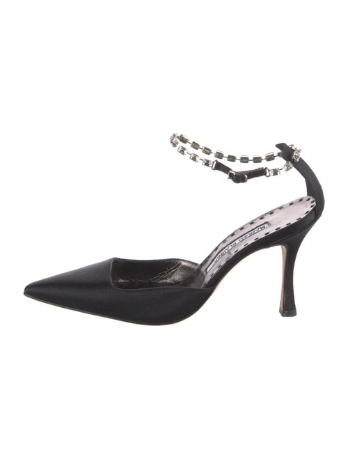 Manolo Blahnik Satin Crystal Embellishments D'Orsay Pumps