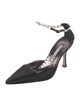 Manolo Blahnik Satin Crystal Embellishments D'Orsay Pumps