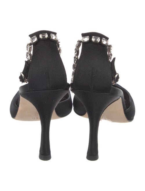 Manolo Blahnik Satin Crystal Embellishments D'Orsay Pumps