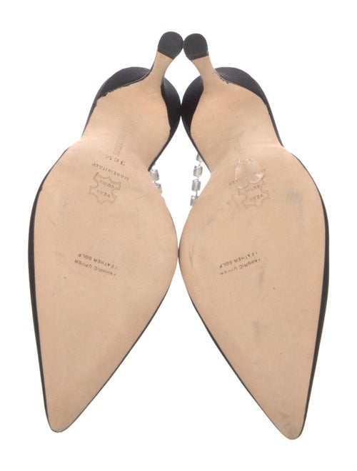 Manolo Blahnik Satin Crystal Embellishments D'Orsay Pumps