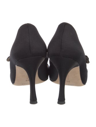 Manolo Blahnik Satin Crystal Embellishments Pumps