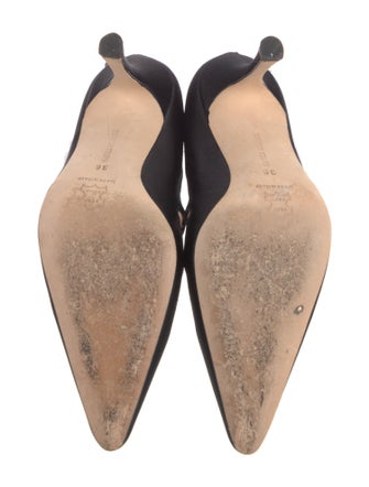 Manolo Blahnik Satin Crystal Embellishments Pumps