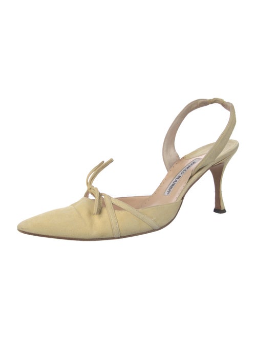 Manolo Blahnik Suede Bow Accents Slingback Pumps