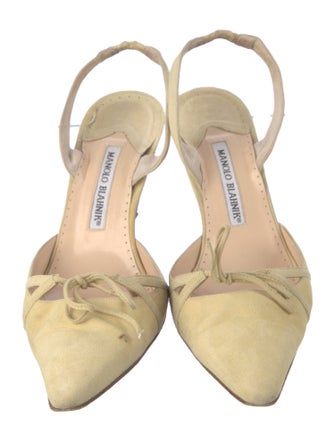 Manolo Blahnik Suede Bow Accents Slingback Pumps