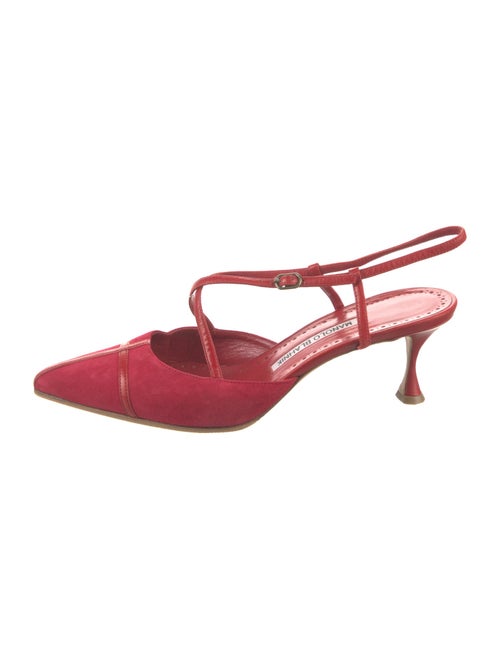 Manolo Blahnik Suede T-Strap Pumps