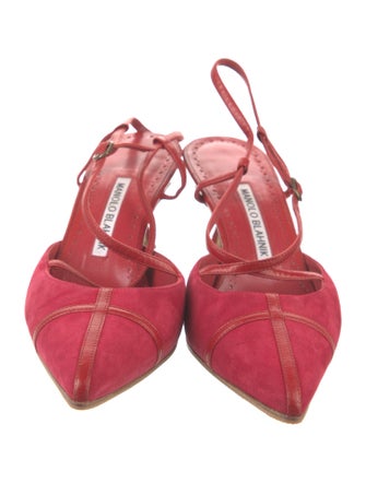 Manolo Blahnik Suede T-Strap Pumps