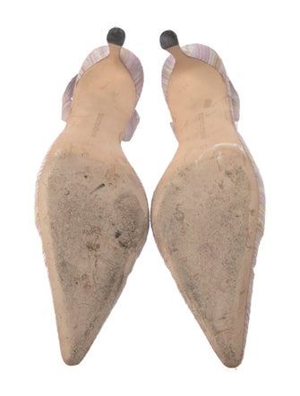 Manolo Blahnik Leather Striped Slingback Pumps