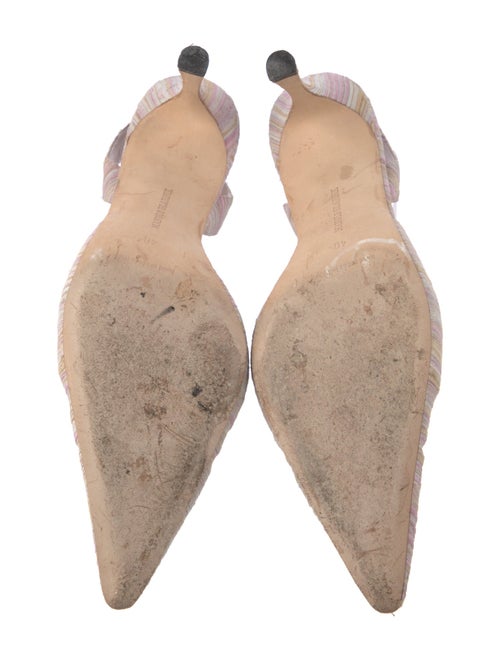 Manolo Blahnik Leather Striped Slingback Pumps