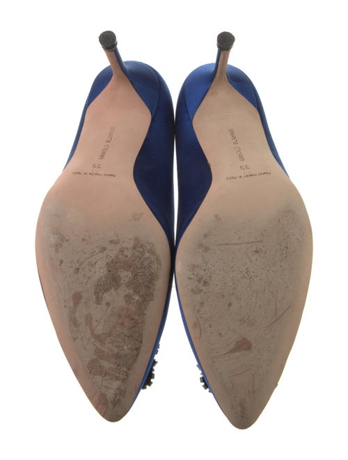 Manolo Blahnik Satin Crystal Embellishments Pumps