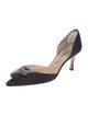 Manolo Blahnik Satin Crystal Embellishments D'Orsay Pumps