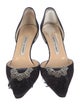 Manolo Blahnik Satin Crystal Embellishments D'Orsay Pumps