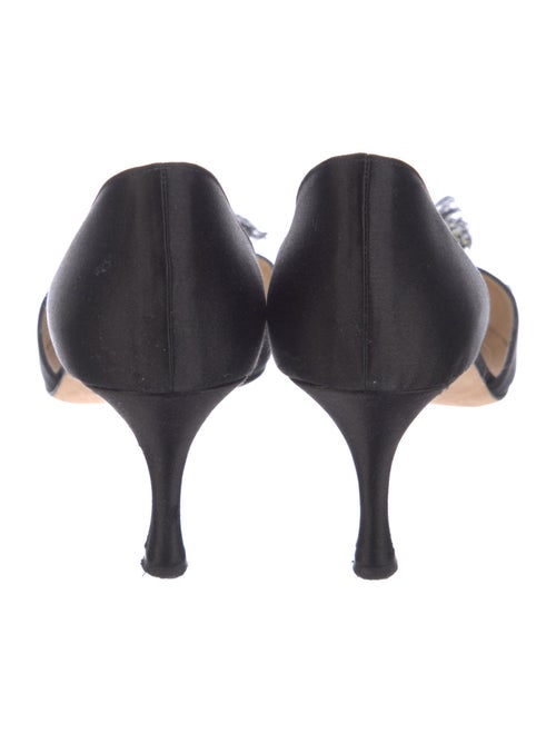 Manolo Blahnik Satin Crystal Embellishments D'Orsay Pumps