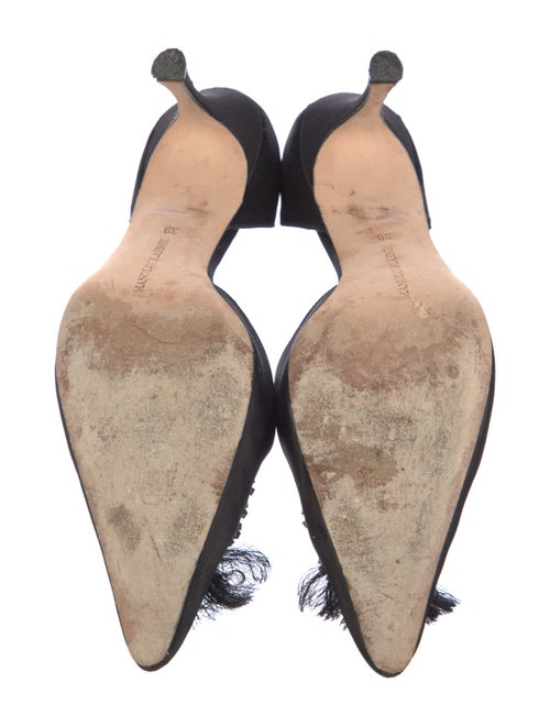 Manolo Blahnik Satin Crystal Embellishments D'Orsay Pumps