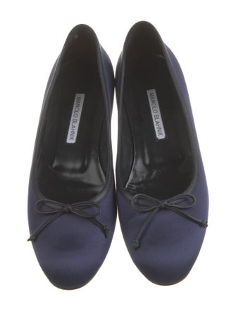 Manolo Blahnik Suede Bow Accents Ballet Flats