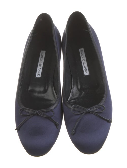 Manolo Blahnik Suede Bow Accents Ballet Flats
