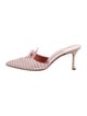 Manolo Blahnik Striped Leather Trim Embellishment Mules