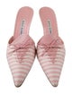 Manolo Blahnik Striped Leather Trim Embellishment Mules