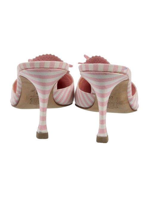 Manolo Blahnik Striped Leather Trim Embellishment Mules