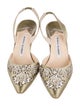 Manolo Blahnik Satin Crystal Embellishments Slingback Pumps
