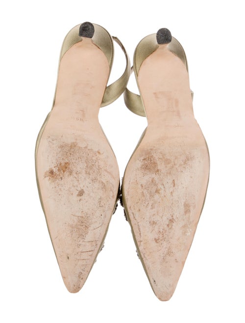 Manolo Blahnik Satin Crystal Embellishments Slingback Pumps