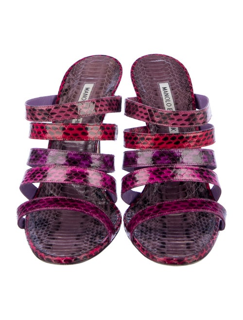 Manolo Blahnik Snakeskin Animal Print Slides