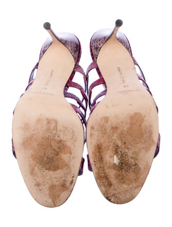 Manolo Blahnik Snakeskin Animal Print Slides