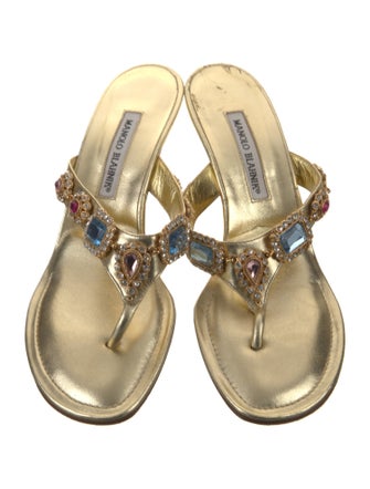 Manolo Blahnik Leather Slides