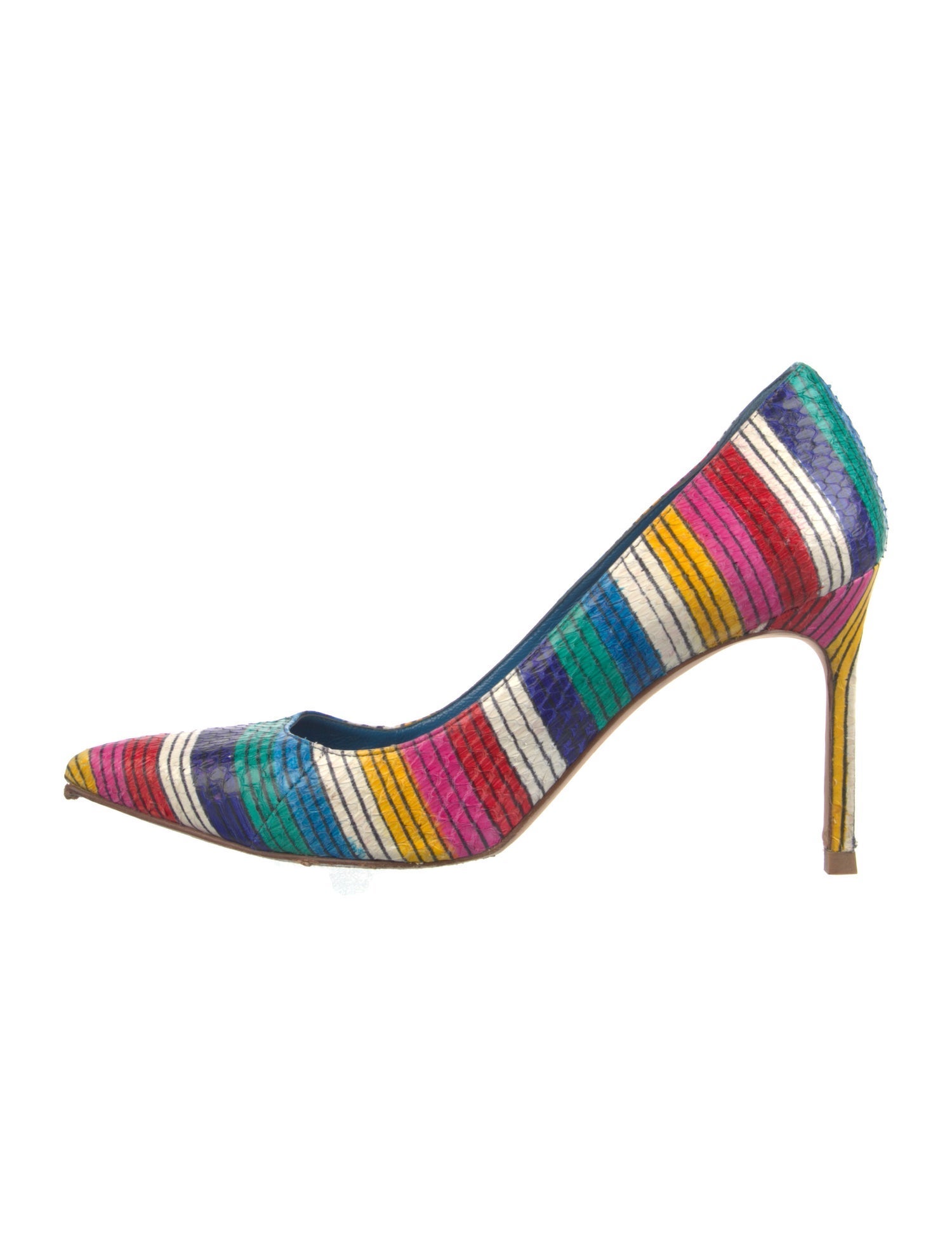 Manolo Blahnik Leather Striped Pumps