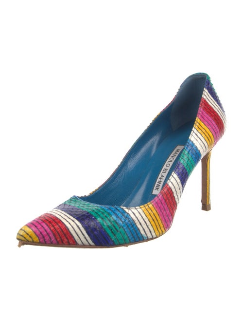 Manolo Blahnik Leather Striped Pumps
