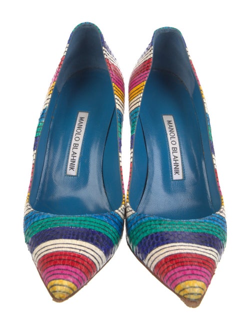 Manolo Blahnik Leather Striped Pumps