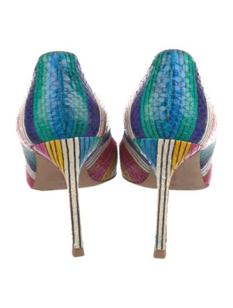 Manolo Blahnik Leather Striped Pumps