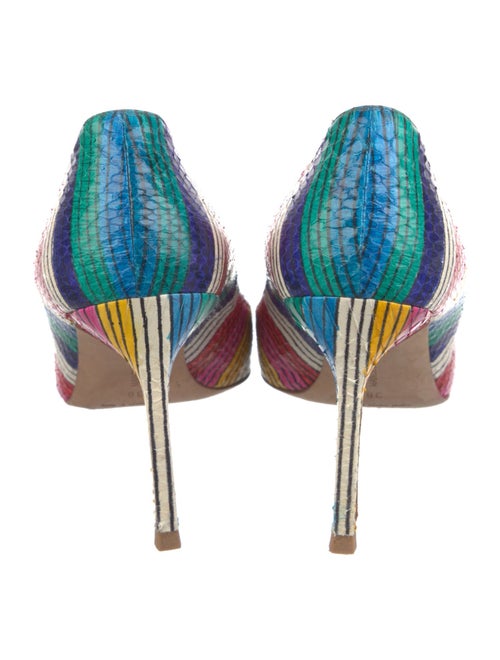 Manolo Blahnik Leather Striped Pumps