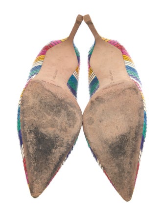 Manolo Blahnik Leather Striped Pumps