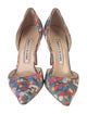 Manolo Blahnik Satin Floral Print D'Orsay Pumps