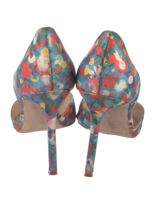 Manolo Blahnik Satin Floral Print D'Orsay Pumps