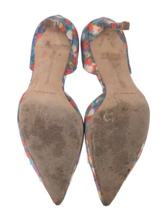 Manolo Blahnik Satin Floral Print D'Orsay Pumps