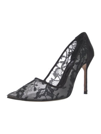 Manolo Blahnik Lace Mesh Accents Pumps