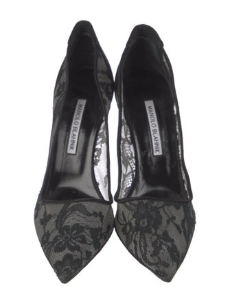 Manolo Blahnik Lace Mesh Accents Pumps
