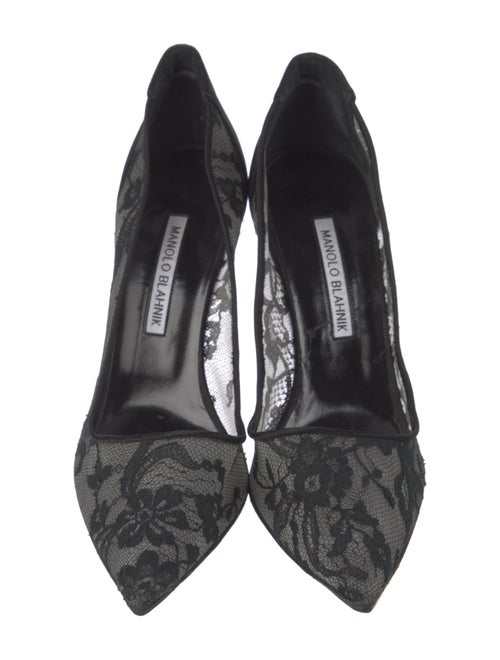 Manolo Blahnik Lace Mesh Accents Pumps