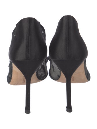 Manolo Blahnik Lace Mesh Accents Pumps