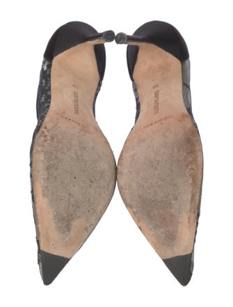 Manolo Blahnik Lace Mesh Accents Pumps