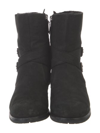 Manolo Blahnik Suede Moto Boots