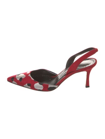 Manolo Blahnik Suede Printed Slingback Pumps