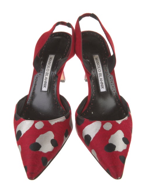 Manolo Blahnik Suede Printed Slingback Pumps