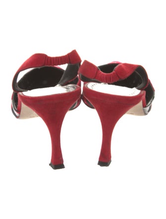 Manolo Blahnik Suede Printed Slingback Pumps