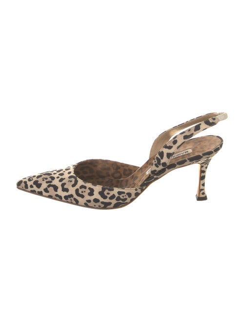 Manolo Blahnik Canvas Animal Print Slingback Pumps