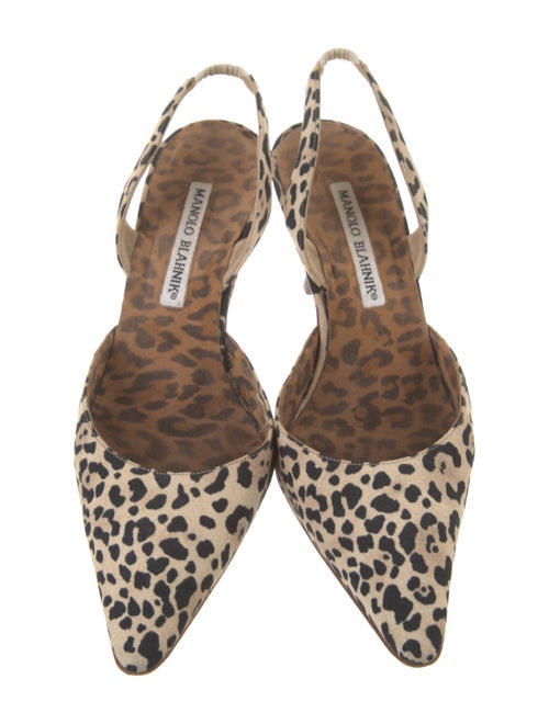 Manolo Blahnik Canvas Animal Print Slingback Pumps