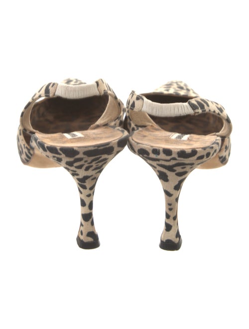 Manolo Blahnik Canvas Animal Print Slingback Pumps