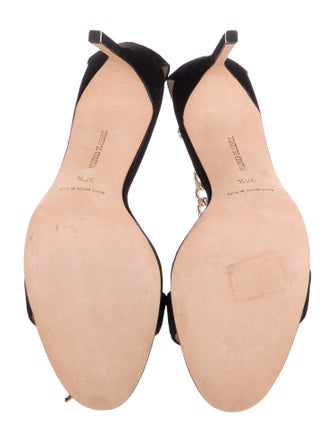 Manolo Blahnik Leather Chain-Link Accents D'Orsay Pumps